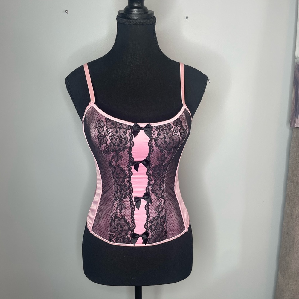 Victoria's Secret Pink and Black Lace Chemise